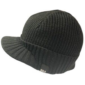 BULA Black Waffle Knit Visor Beanie Over-Ear Ski Cap Winter Wear Casual Workwear